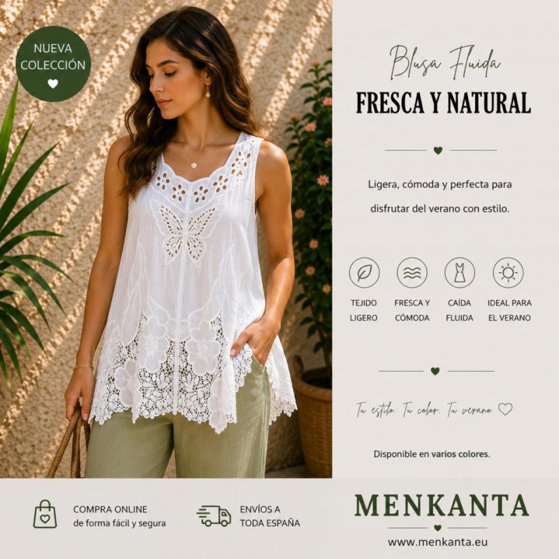 BLUSA SIN MANGA ENCAJE