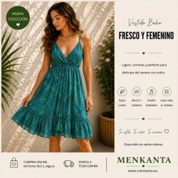 VESTIDO ETNICO INAYA CORTO TIRANTE CUELLO 