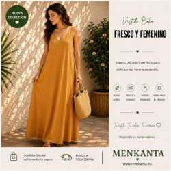 VESTIDO MADIHA LARGO SIN MANGA CUELLO PICO