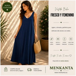 VESTIDO MADIHA LARGO SIN MANGA CUELLO PICO