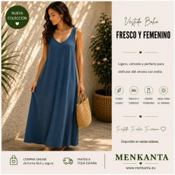 VESTIDO MADIHA LARGO SIN MANGA CUELLO PICO