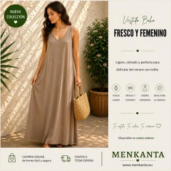 VESTIDO MADIHA LARGO SIN MANGA CUELLO PICO