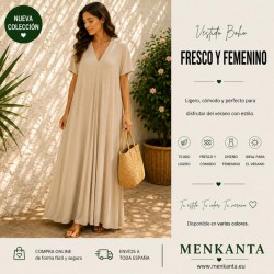 VESTIDO LARGO INAYA CUELLO CUELLO PICO MANGA CORT 