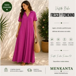 VESTIDO LARGO INAYA CUELLO CUELLO PICO MANGA CORT 