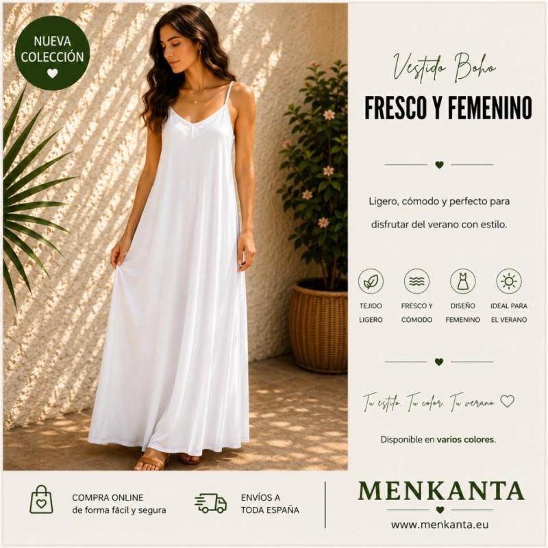VESTIDO LARGO LISO TIRANTE FINO RASO PECHO
