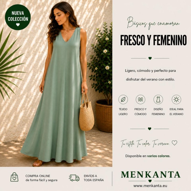 VESTIDO LARGO INAYA CUELLO EN V SN MANGA