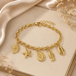 PULSERA ACERO DORADA PEZ CARACOLA ESTRELLA