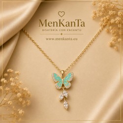 COLGANTE MARIPOSA Y ESMALTE DORADA VERDE