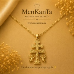 CRUZ DE CARAVACA DORADA CON CADENA  ACERO PQ