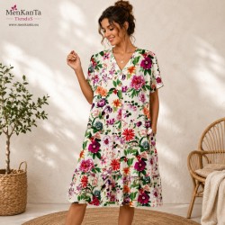 VESTIDO CAMISERO ANEZKA MANGA CUELLO PICO