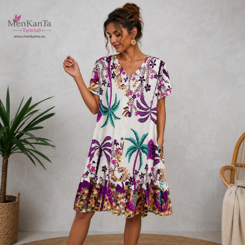 VESTIDO CAMISERO KALINA MANGA CUELLO PICO
