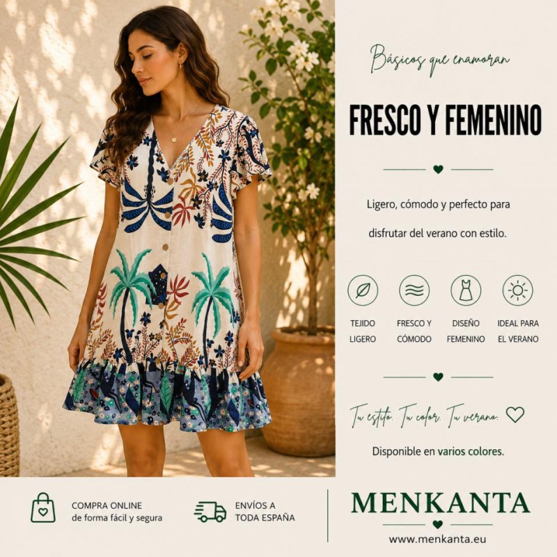 VESTIDO CAMISERO TRAVA MANGA CUELLO PICO