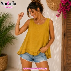 BLUSA LISA VOLANTE ABAJO TIRANTE ANCHO