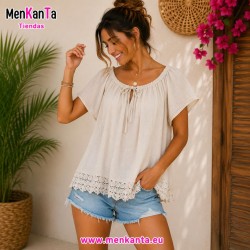 BLUSA MANGA CORTA BLONDA ABAJO