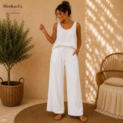 PANTALON T LINO LARGO CON CORDON 