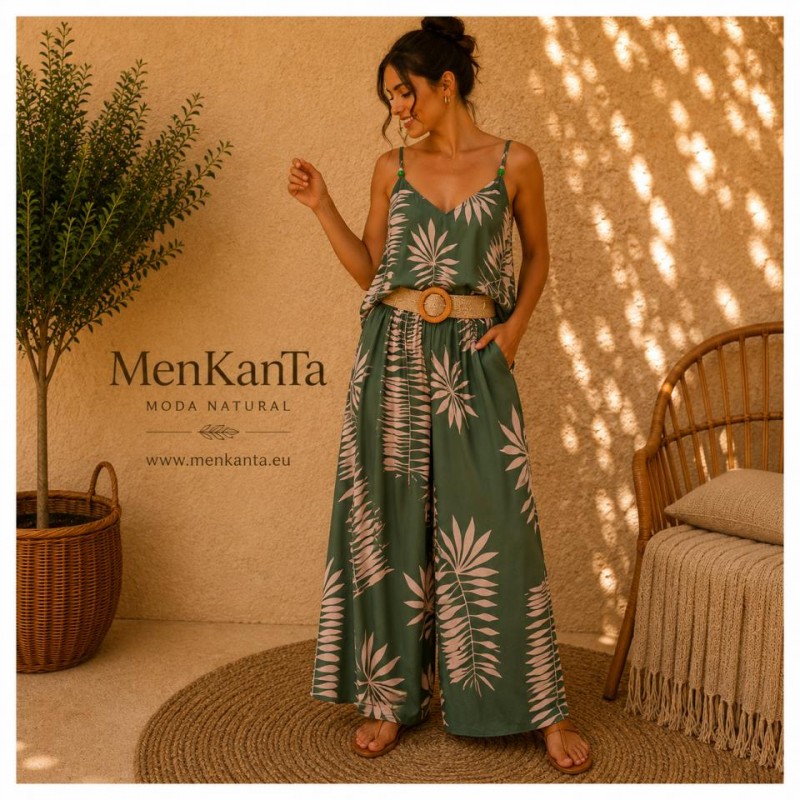 BLUSA HOJA PALMERA TIRANTE FINO