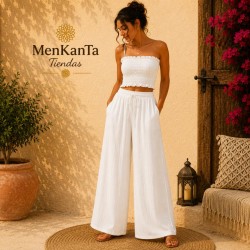 TOP NIDO ABEJA Y PANTALON LARGO ANCHO