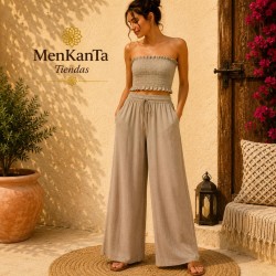 TOP NIDO ABEJA Y PANTALON LARGO ANCHO