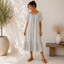 VESTIDO GOMA PECHO VOLANTE ABAJO 