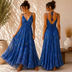VESTIDO AMNA LARGO LAZO ESPALDA NIDO ABEJA DELANTE