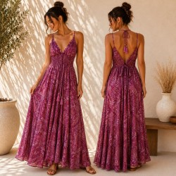 VESTIDO AMNA LARGO LAZO ESPALDA NIDO ABEJA DELANTE