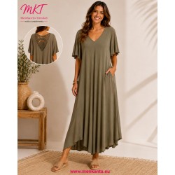 VESTIDO ANCNO LISO MANGA CORTA 
