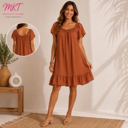 VESTIDO LISO ELASTICO MANGA CORTA
