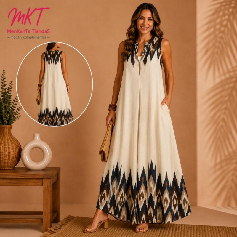 VESTIDO ZOE LAGRO SIN MANGA CUELLO PICO