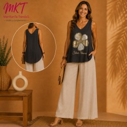 BLUSA MARGARITA GRANDE BRILO SIN MANGA