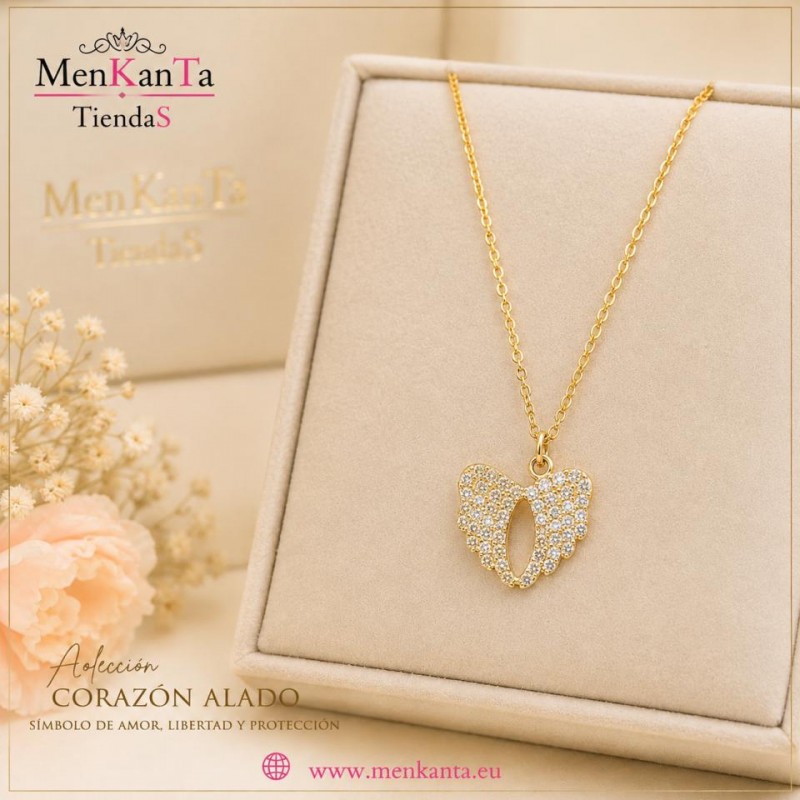 COLGANTE ALAS CON PIEDRA  DORADO
