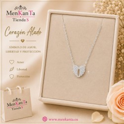 COLGANTE ALAS CON PIEDRA  PLATEADO