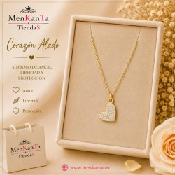 COLGANTE CORAZON CON PIEDRA  DORADO