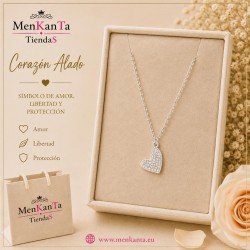 COLGANTE CORAZON CON PIEDRA  PLATEADO
