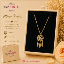 COLGANTE ATRAPASUEÑOS CON PLUMA DORADO