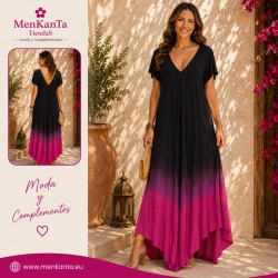 VESTIDO LOURDES BICOLOR ABAJO MANGA CORTA 