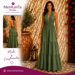 VESTIDO LARGO ELA ATADO CUELLO ESPALDA AL AIRE