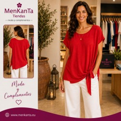 BLUSA LISA MANGA CORTA NUDO AL LADO
