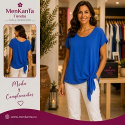 BLUSA LISA MANGA CORTA NUDO AL LADO