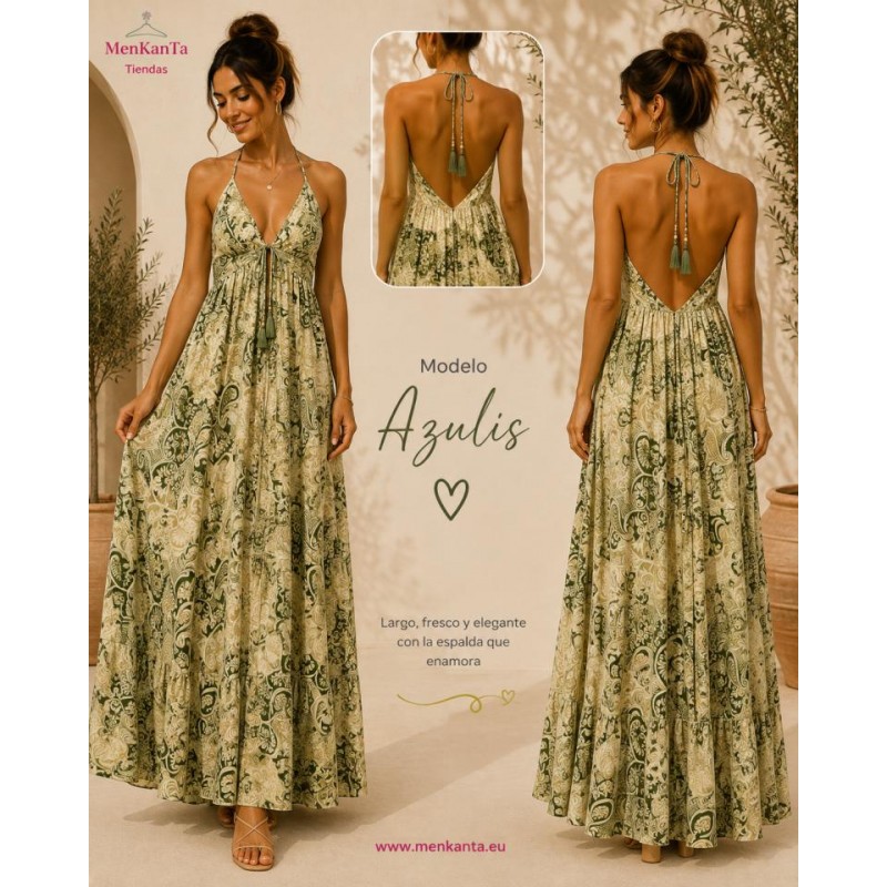 VESTIDO AZULIS LARGO ESPALDA AL AIRE