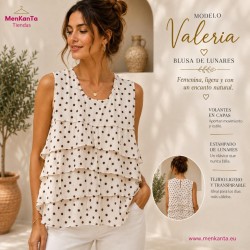 BLUSA VALERIA CON VOLANTES Y TOPOS SIN MANGA