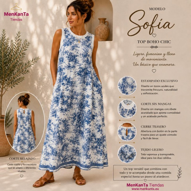 VESTIDO SOFIA LARGO SIN MANGA
