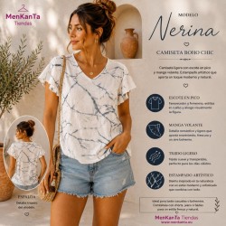BLUSA NERINA MANGA CORTA CUELLO PICO