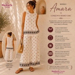CONJUNTO AMARA BLUSA SIN MANGA Y PANTALON LARGO