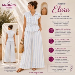CONJUNTO ELARA CAMISA SIN MANGA Y PANTALON LARGO
