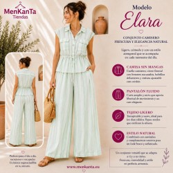 CONJUNTO ELARA CAMISA SIN MANGA Y PANTALON LARGO