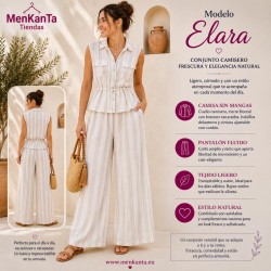 CONJUNTO ELARA CAMISA SIN MANGA Y PANTALON LARGO