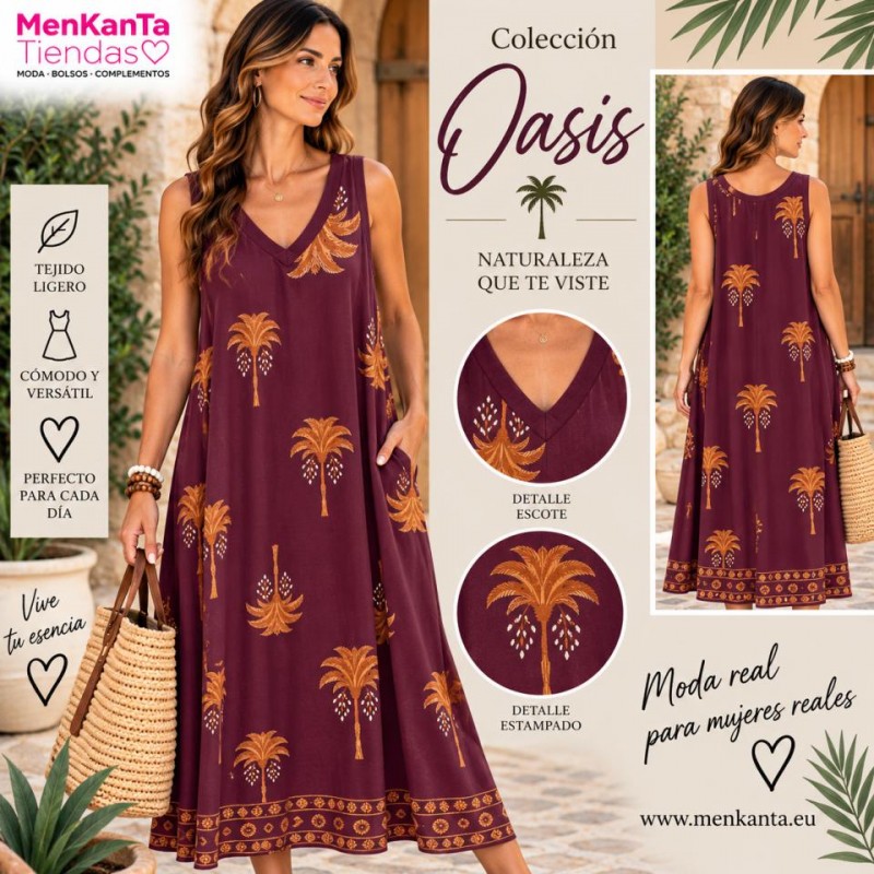 VESTIDO LARGO COLECCION OASIS SIN MANGA