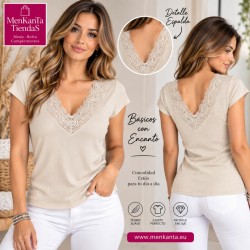 BLUSA CON ENCAJE CUELLO EN V