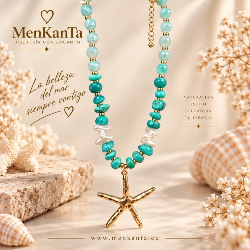 COLGANTE ESTRELLA DORADA CON PIEDRA VERDE