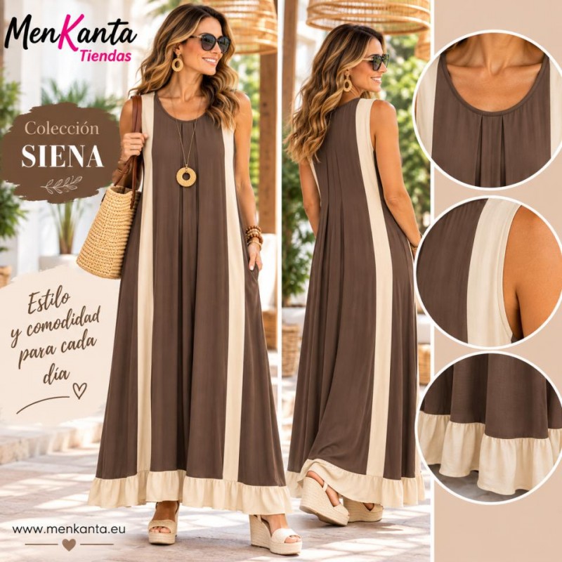 VESTIDO BORGOÑA LARGO SIN MANGA